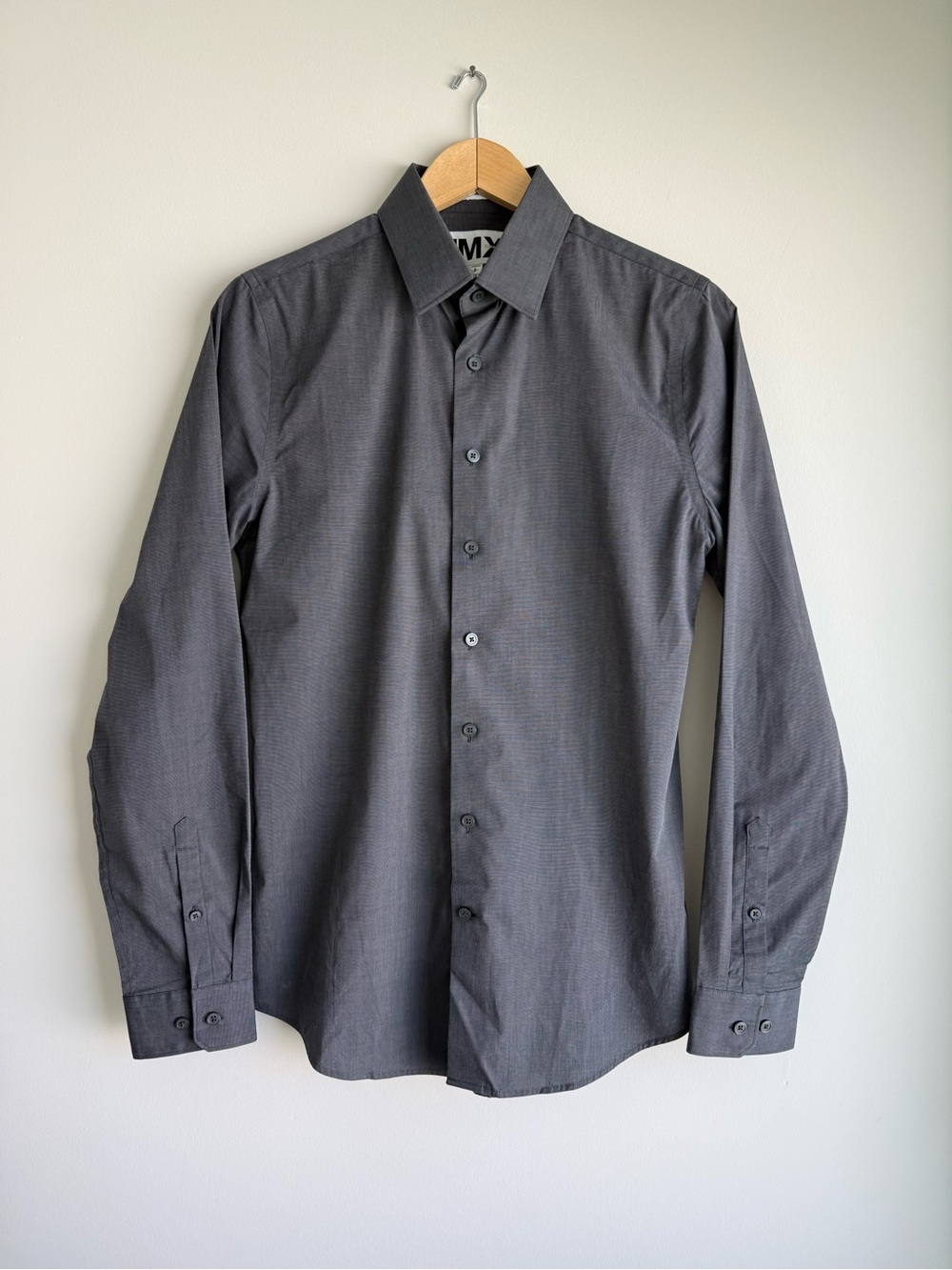 Express 1MX Extra Slim Fit Gray Dress Shirt Men’s S